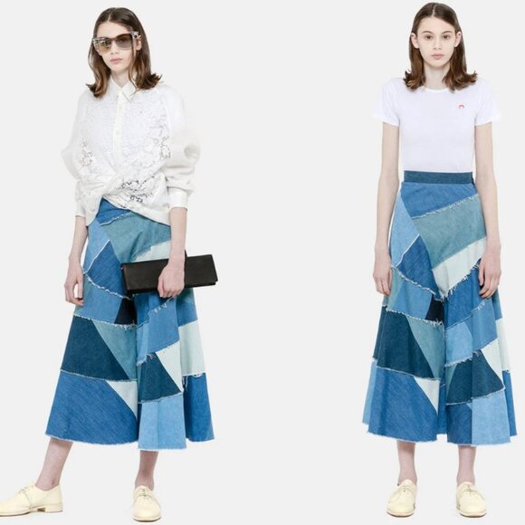 Junya Watanabe Comme des Garcons Indigo Patchwork Flare Pants Small